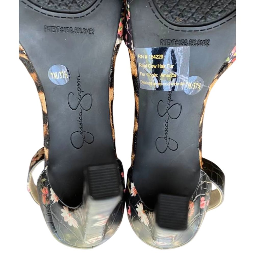 Jessica Simpson Divene Floral Cheetah Platform Stiletto Heels 7 Y2K Glam - Picture 6 of 9